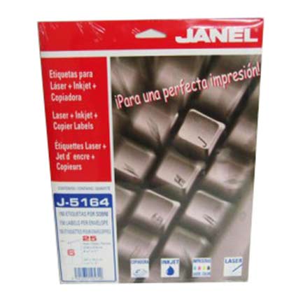 Etiqueta Janel 108 Carta Laser J5164 con 25 Hojas de 6 Etiq