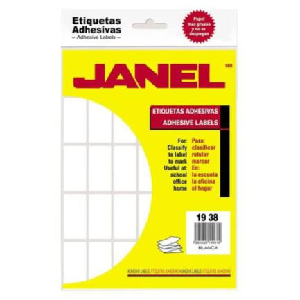 Etiquetas Adhesivas Janel Clásicas Escolar No. 23 19x38mm Sobre con 630 piezas