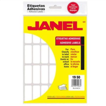 Etiquetas Adhesivas Janel Clásicas Escolar No. 15 19x50mm Sobre con 504 piezas