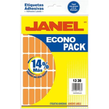 Etiquetas Adhesivas Janel Econopack Fluorescente Sobre con 1120 piezas Naranja