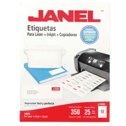 Etiquetas Adhesivas Janel Láser J-5262 34x102mm con 350 piezas