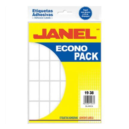 Etiquetas Adhesivas Janel Econopack Escolar 19x38mm Color Blanco Sobre con 420 piezas