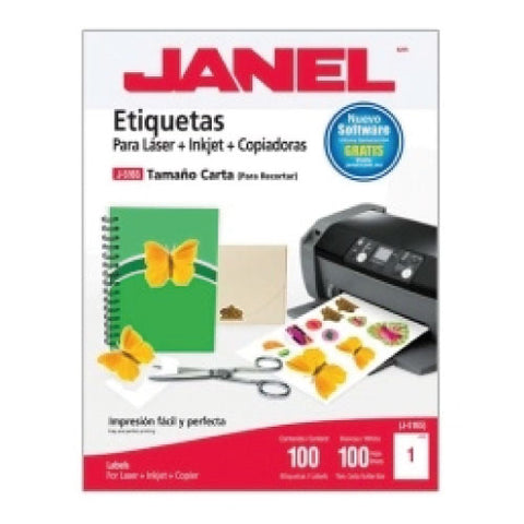 Etiqueta Janel 109 Laser 216 X 279 100 Hojas con 100 piezas