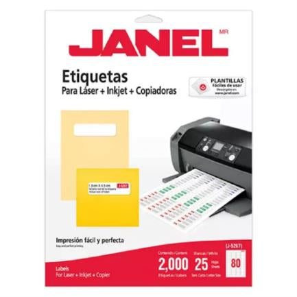Etiquetas Adhesivas Janel Láser J-5267 1.3x4.5cm con 8000 piezas