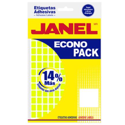 Etiquetas Adhesivas Janel Econopack No 4 8mm x 20mm con 1008 Etiquetas por Sobre Amarilla
