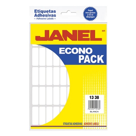 Etiquetas Adhesivas Janel Econopack No.6 Color Blanca 13mm X 38mm Sobre con 600 piezas