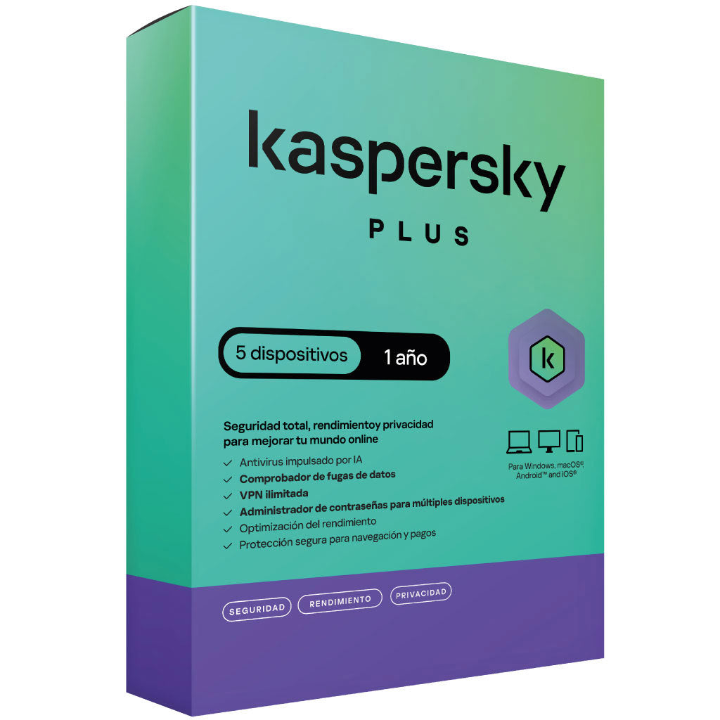 Antivirus Kaspersky Plus · licencia en caja · Licenciamiento para empresas · fastco