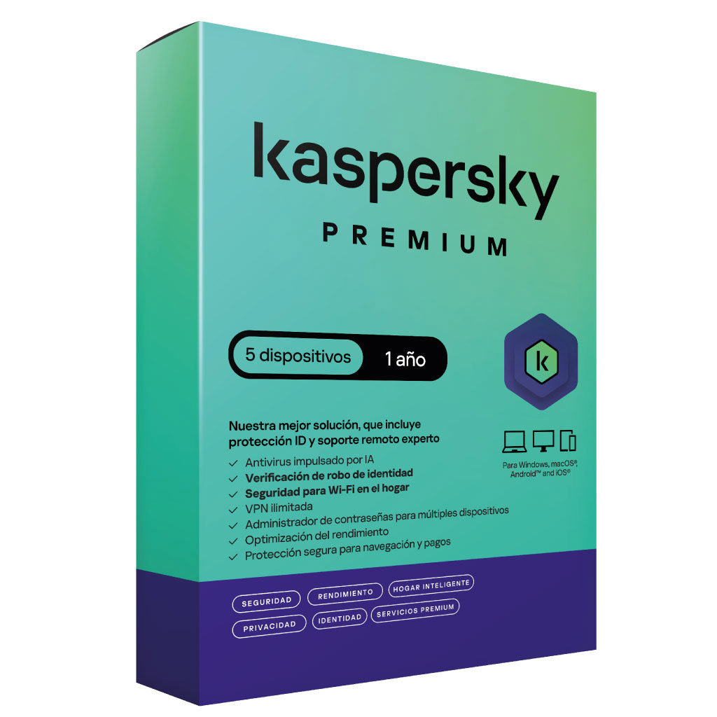 Antivirus Kaspersky Premium · licencia en caja · Licenciamiento para empresas · fastco
