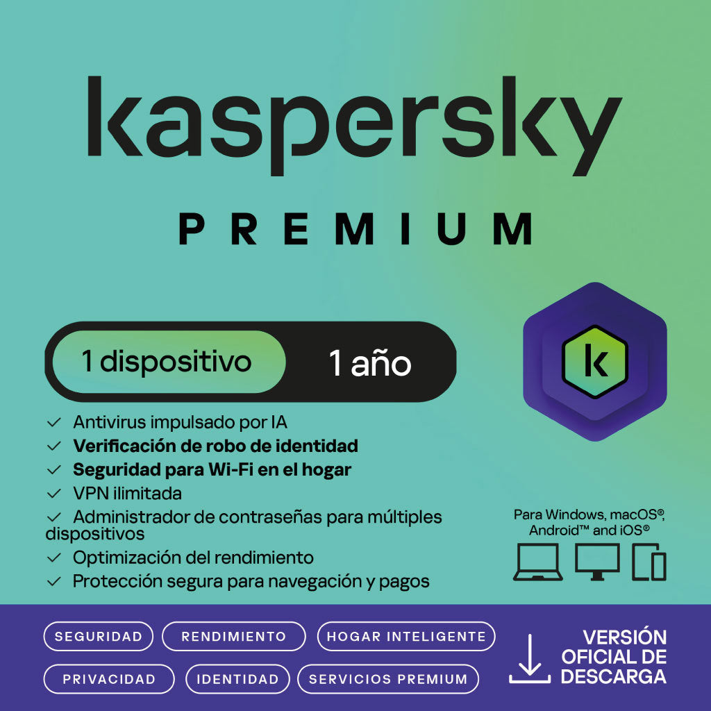 Antivirus Kaspersky Premium · licencia digital · Licenciamiento para empresas · fastco