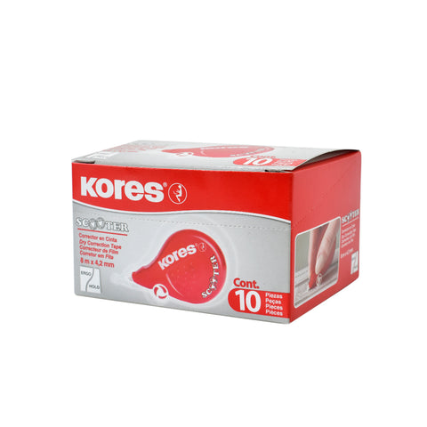 Corrector Kores Scooter Tipo Cinta 8m x 4.2mm con 10 piezas