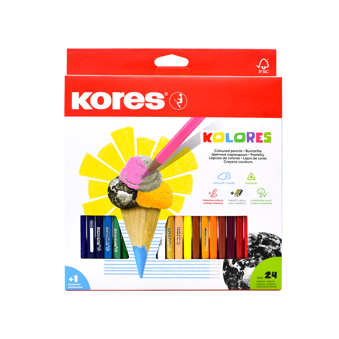 Colores Triangulares Kores 3mm Estuche con 24 piezas