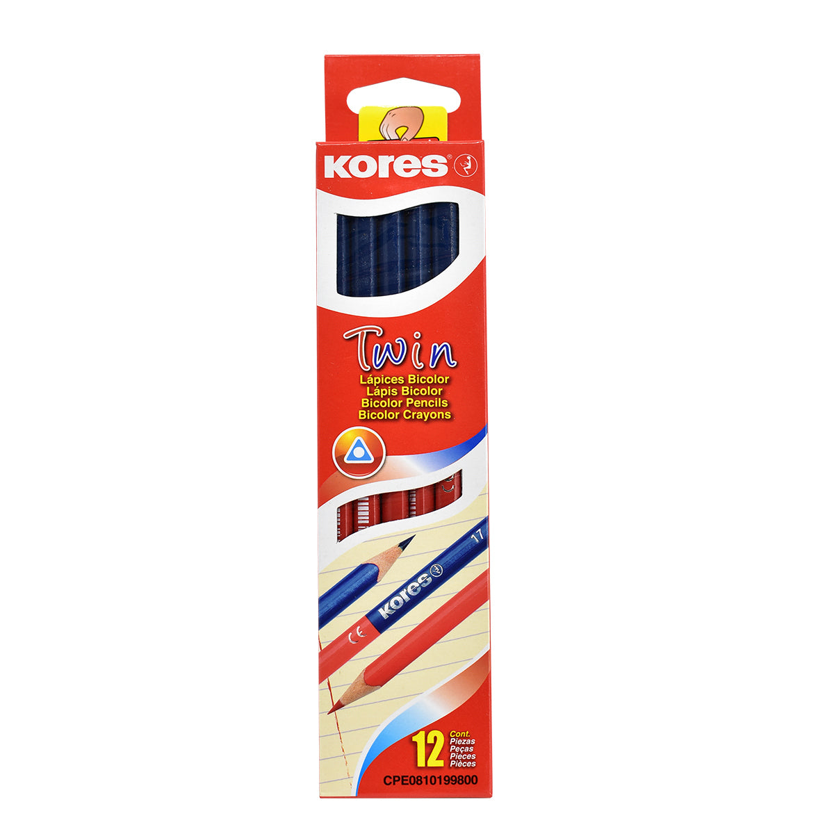 Lápiz Bicolor Kores Azul-rojo Delgado con 12 piezas