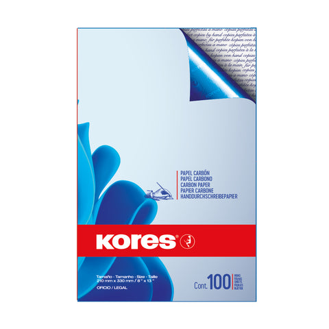 Papel Carbon Kores Kopynet Oficio Azul para Lápiz con 100 Hojas