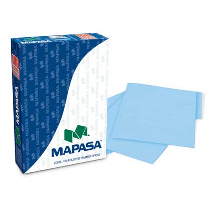 Folders Mapasa Azul Oficio con 100 piezas