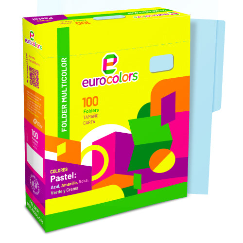 Folder Mapasa Carta Multicolor paquete 100F Azul pastel