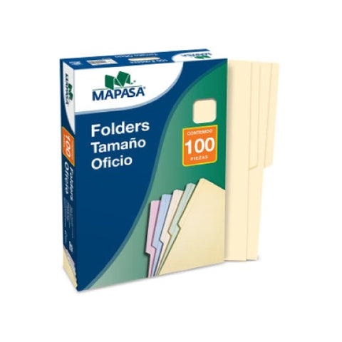 Folder Mapasa Oficio Multicolor Color Crema paquete 100F