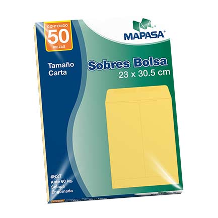 Sobre Bolsa Mapasa Carta Ante Solapa Engomada 60kg 10 Bolsas con 50 23.0x30.5 Cm