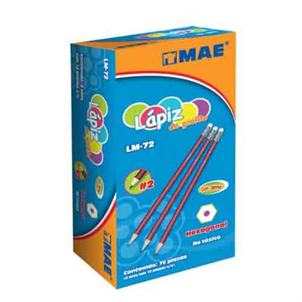 Lápiz Mae de Grafito Hexagonal HB #2 Caja con 72 Piezas