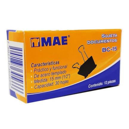 Sujeta Documentos Mae 15mm (1/2") 12 piezas