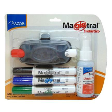 Estuche con 4 Marcadores Magistral Didáctico para Pizarrón Blanco Colores Surtidos