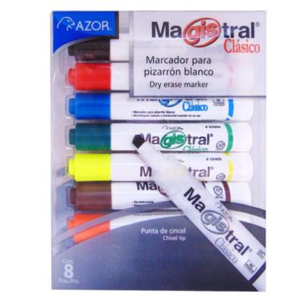 Marcador Magistral Clásico Plástico Pizarrón Blanco Colores Surtidos Estuche con 8 piezas