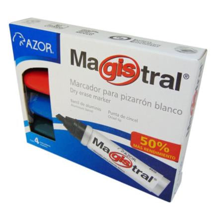 Marcador Magistral Aluminio Pizarrón Blanco Colores Surtidos con 4 piezas