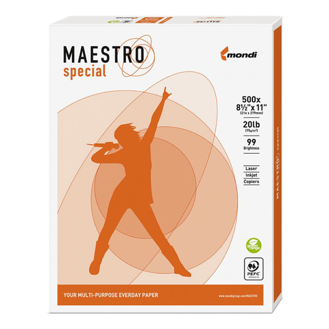 Papel Cortado Maestro Special Carta 95% de Blancura 75 g Caja con 5000 Hojas