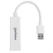 Adaptador Manhattan Súper Velocidad USB 3.0 a RJ-45 GB Ethernet Color Blanco · fastco