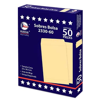Sobre Bolsa Nassa Carta Ante 8pqtes con 50 23X30.5 Cm
