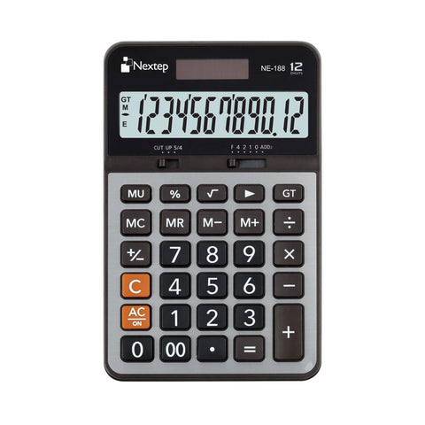 Calculadora Nextep 12 Dígitos Cubierta Metálica Semiescritorio Batería Solar