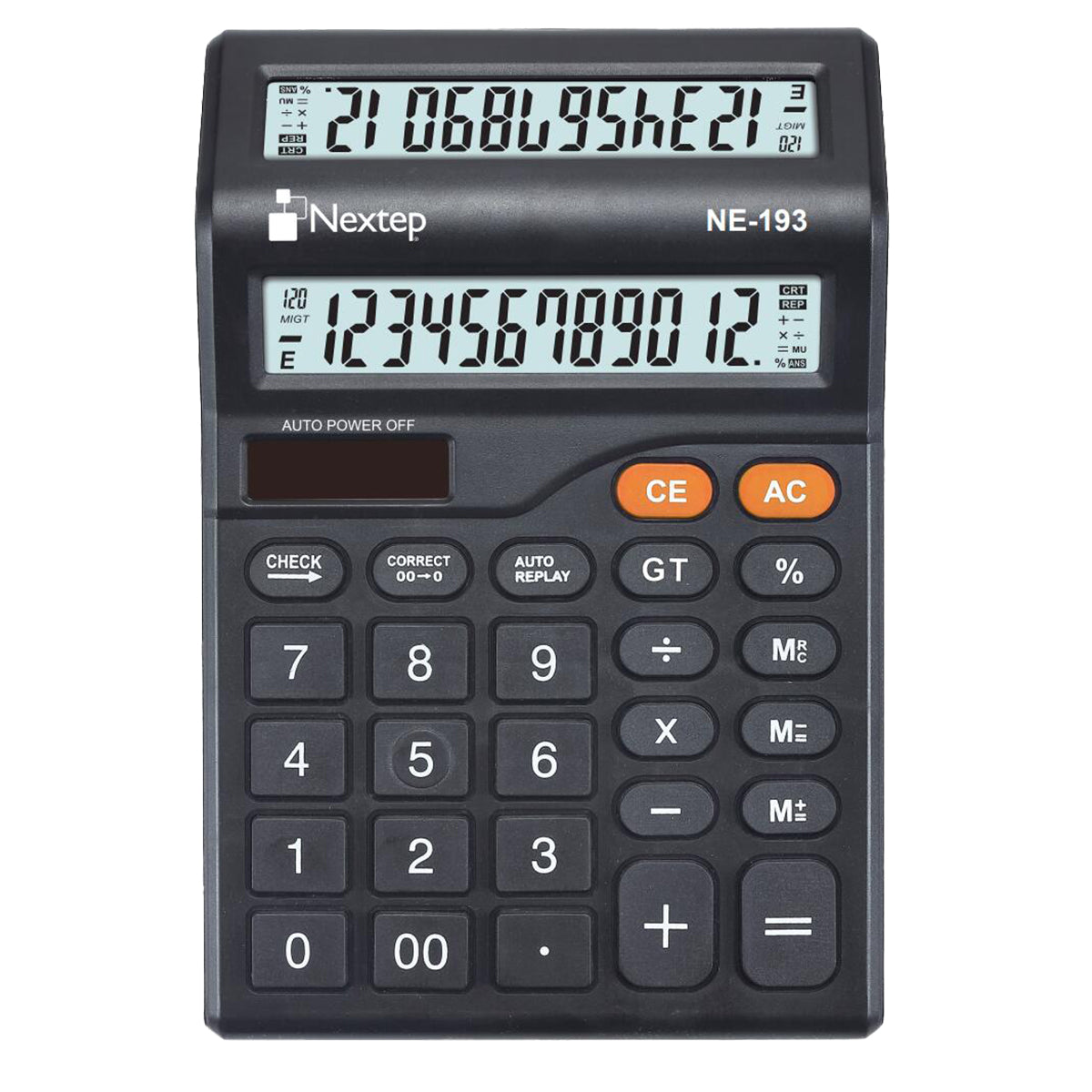 Calculadora Nextep 12 Dígitos Pantalla Doble Escritorio Solar/Bateria Funcion Revisar