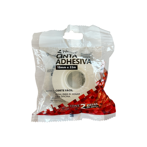 Cinta Adhesiva Nextep Corte Fácil 18mm x 33 m Bolsa con 2 Piezas