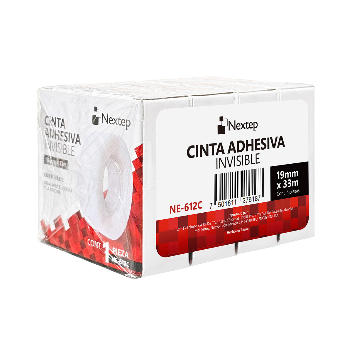 Cinta Adhesiva Invisible Nextep 19mm x 33 m con 4 piezas