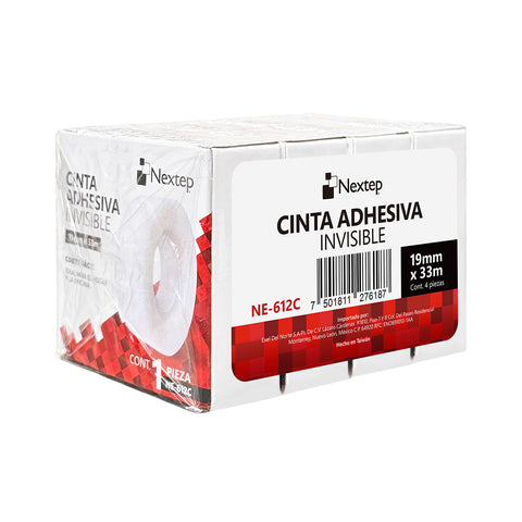 Cinta Adhesiva Invisible Nextep 19mm x 33 m con 4 piezas