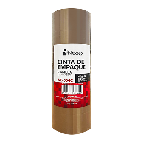 Cinta Empaque Canela Nextep Uso General 48mm x 50 m con 6 piezas