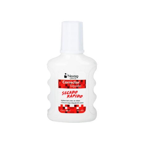 Corrector Líquido Nextep Botella 20ml con 12 Piezas
