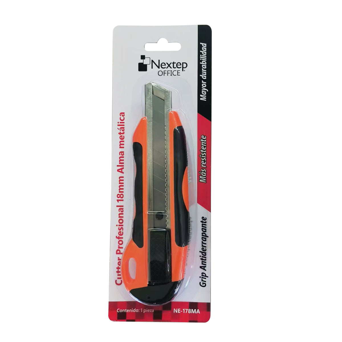 Cutter Profesional Nextep Navaja 18MM. Alma de Metal y Grip Naranja con negro