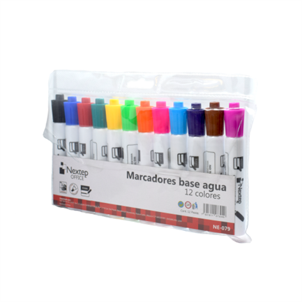 Marcador Nextep Base Agua Estuche Colores Surtidos con 12 piezas