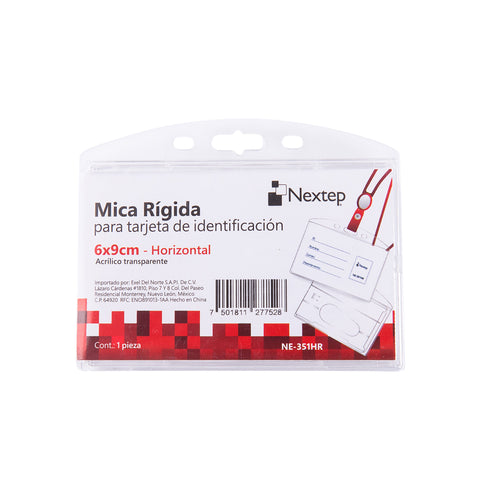 Mica Rigida Porta Gafete Horizontal Nextep 6x9cm para Tarjeta de Identificacion con 5