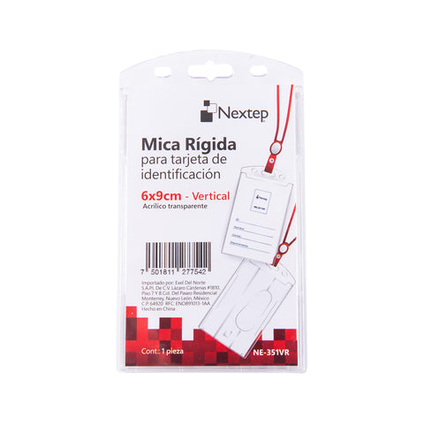 Mica Rigida Porta Gafete Vertical Nextep 6x9cm para Tarjeta de Identificacion con 5 piezas