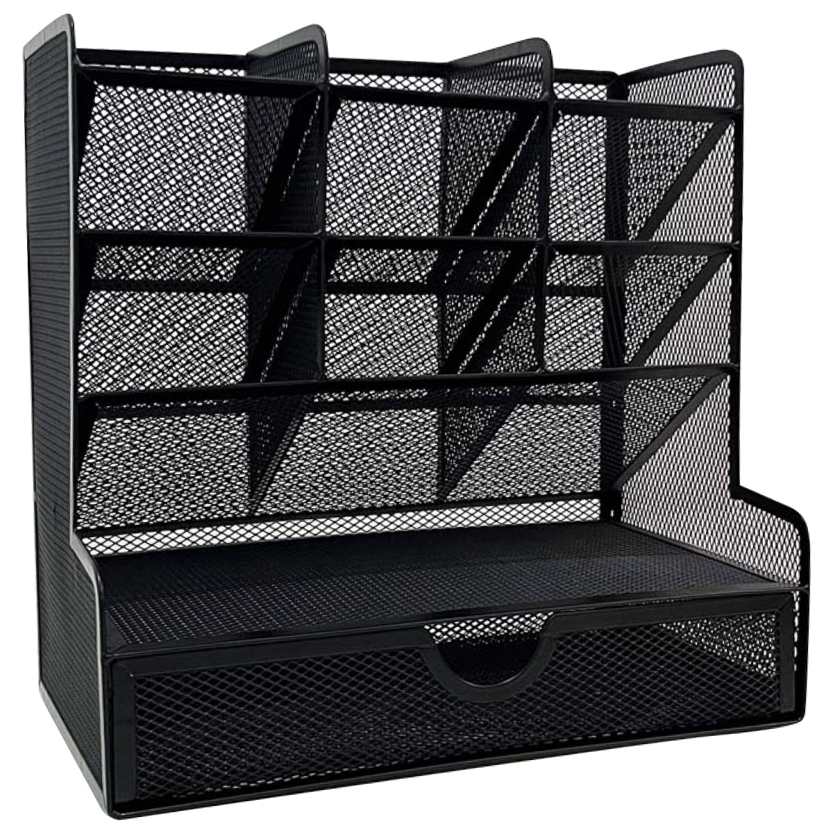 Organizador Nextep Malla Metálica para Escritorio Multi Secciones con Cajón