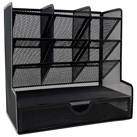 Organizador Nextep Malla Metálica para Escritorio Multi Secciones con Cajón
