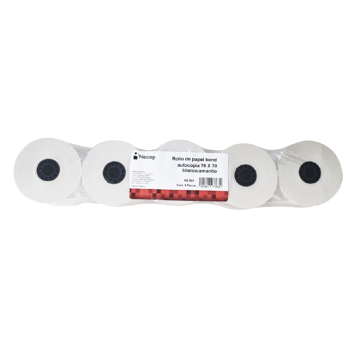 Rollo Papel Nextep Bond Autocopiadora 76X70mm Blanco/Amarillo con 5 piezas