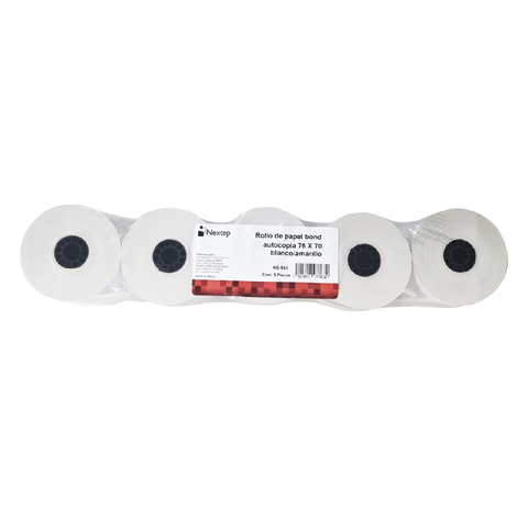 Rollo Papel Nextep Bond Autocopiadora 76X70mm Blanco/Amarillo con 5 piezas