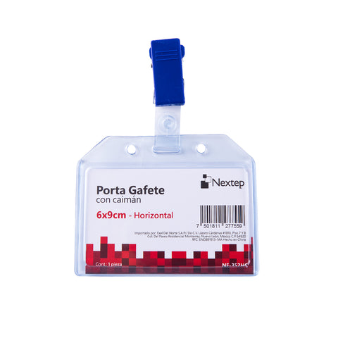 Porta Gafete Plástico Flexible Horizontal Nextep 6x9cm con Caiman con 12 piezas