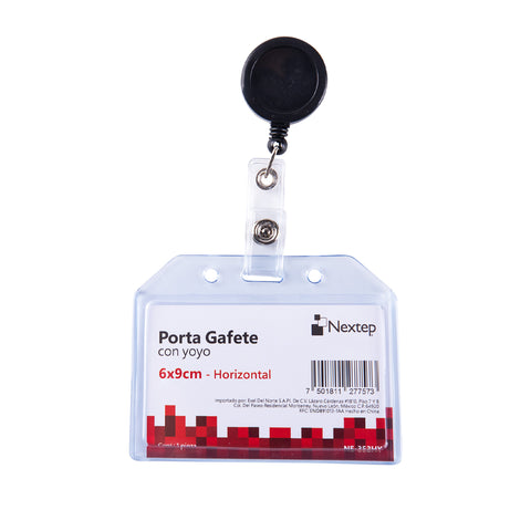 Porta Gafete Plástico Flexible Horizontal Nextep 6x9cm con Yoyo con 12 piezas