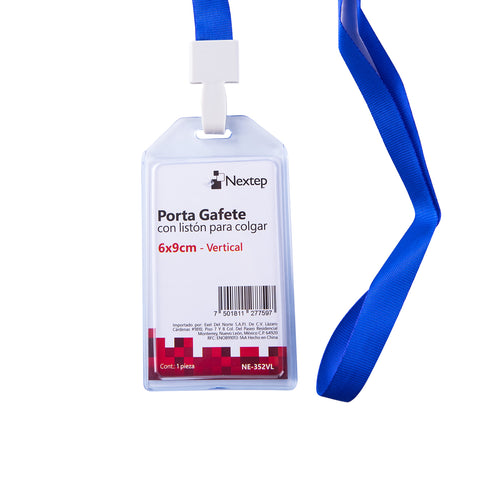 Porta Gafete Plástico Flexible Vertical Nextep 6x9cm con Liston para Colgar con 12 piezas