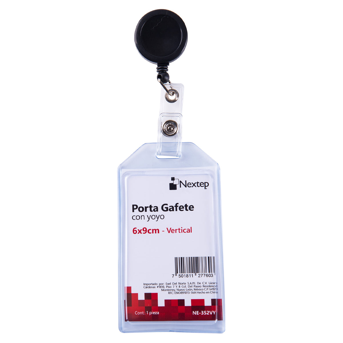 Porta Gafete Plástico Flexible Vertical Nextep 6x9cm con Yoyo con 12 piezas