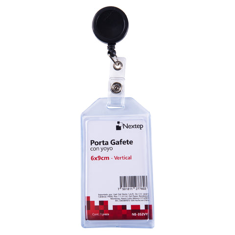 Porta Gafete Plástico Flexible Vertical Nextep 6x9cm con Yoyo con 12 piezas