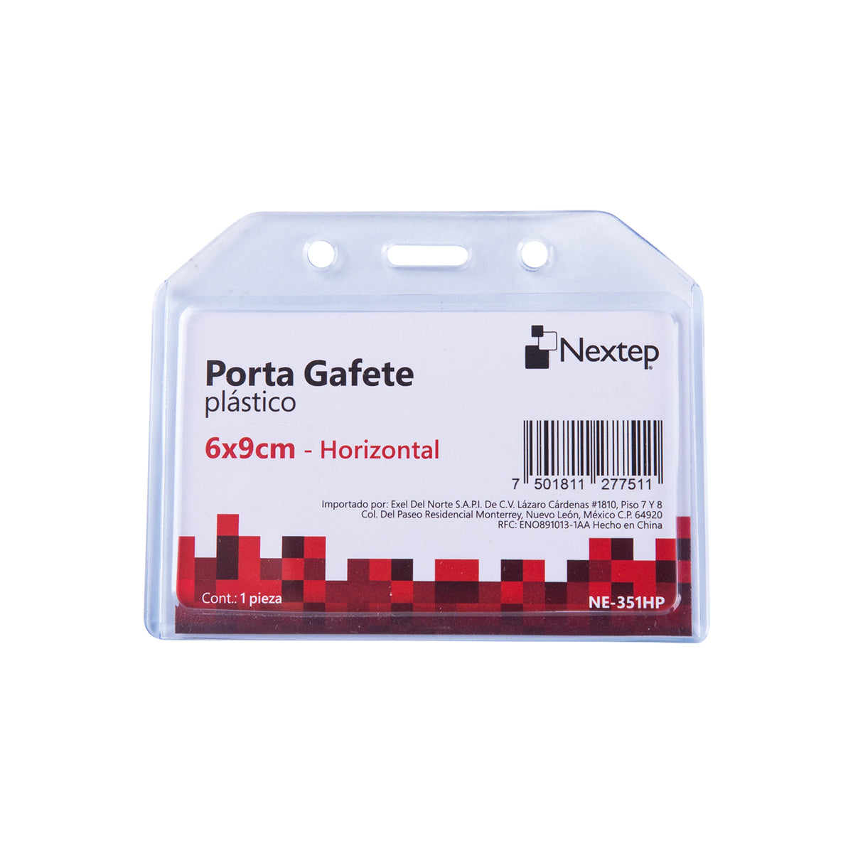 Porta Gafete Plástico Flexible Horizontal Nextep 6x9cm con 10 piezas